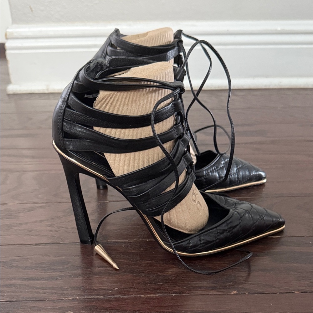 SCHUTZ Black Lace-Up Heels